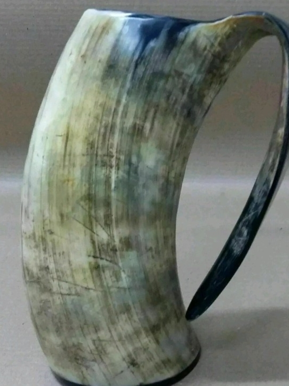 Natural Ivory Viking Drinking Horn Mug 12–24oz | Medieval Tankard